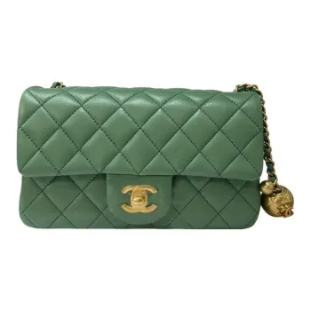 CHANEL Classic Flap CF Sheepskin Flap Bag, Shoulder Bag, Crossbody Bag Women's Green