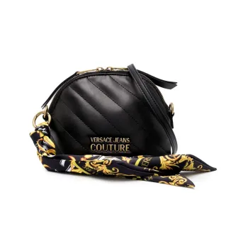 VERSACE JEANS COUTURE Knitted Polyester Dome Bag Shoulder Bag Crossbody Bag Small Size Women's Black