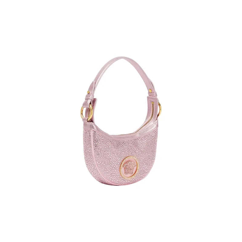 VERSACE DUA LIPA Collaboration Patchwork Lambskin Trim Saddle Bags One Shoulder Handbags Mini Women's Pink-1