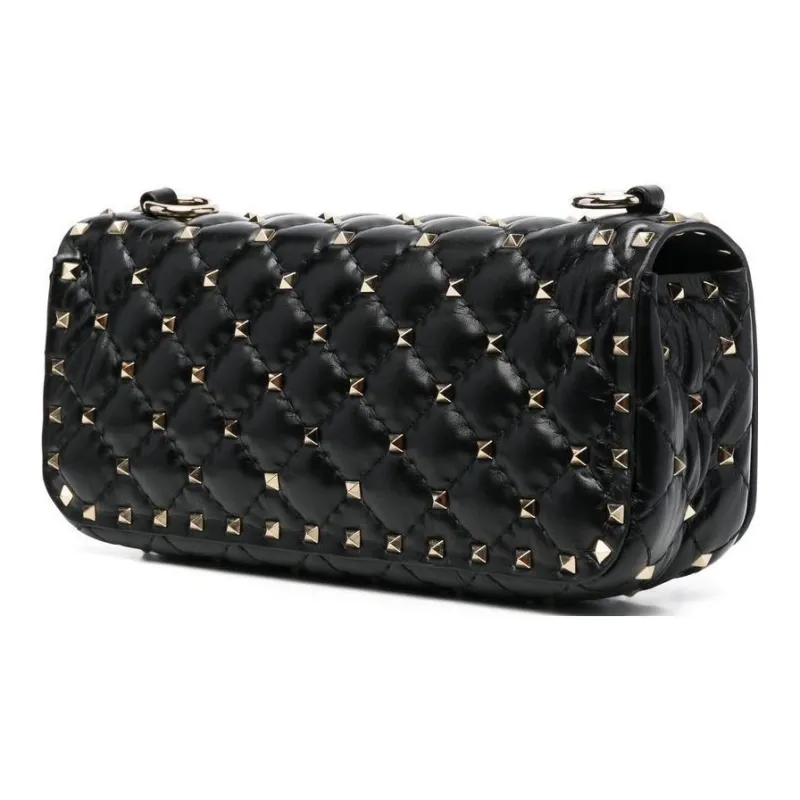 Valentino Rockstud Cow Leather Handheld Crossbody Bag, Shoulder Bag Women's Black-2