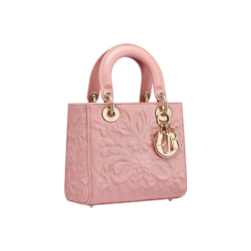 DIOR Lady Dior Lambskin Dior Bag Shoulder Bag Crossbody Bag Handbag Small Size Women's Gray Pink-1