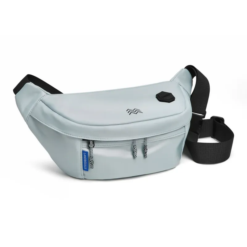 Land Gulls Nylon Crossbody Bag, Fanny Pack, Sling Bag Regular Unisex Black/White-7