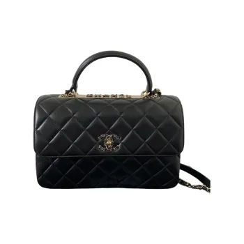 CHANEL Trendy Cc Sheepskin Shoulder Bag, Crossbody Bag, Handbag Tubas Women's Black