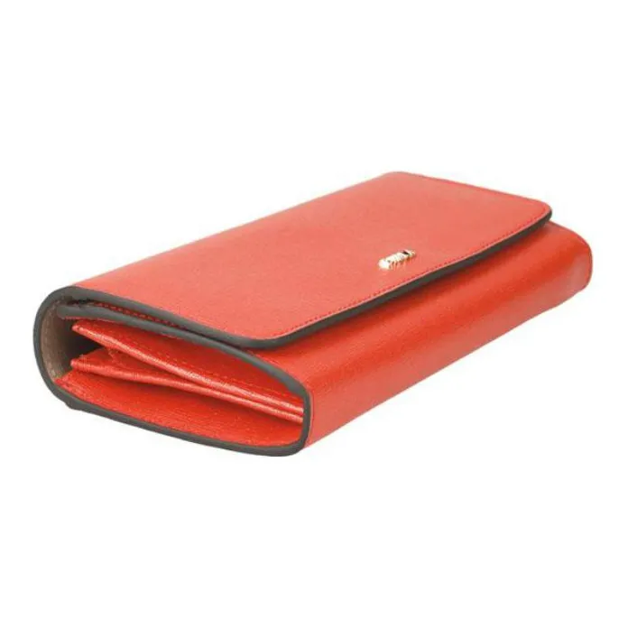 Furla Cow Leather Long Wallets Women's Orange-1