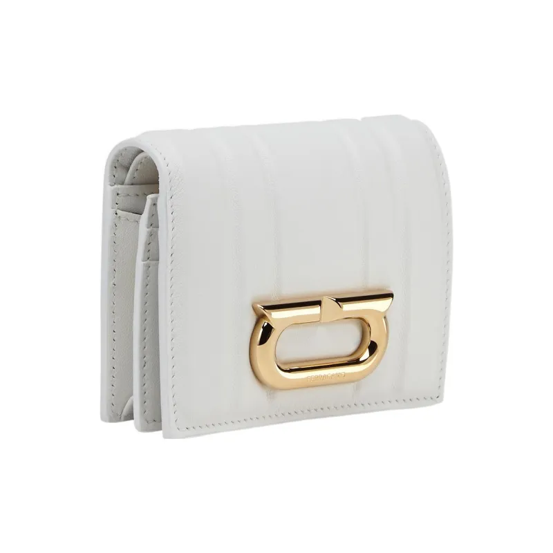 FERRAGAMO Cow Leather Wallet Trumpets Women's White-1