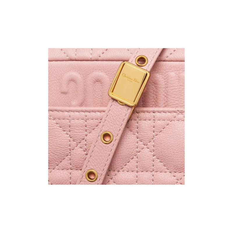 DIOR Caro Calfskin Shoulder Bag, Crossbody Bag, Handbag Small Size Women's Pink-5