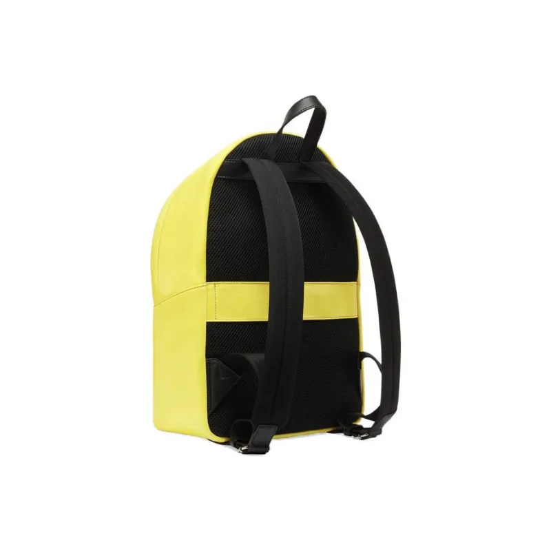 Furla Man Cosmo Nylon Leather Backpack Medium Size Men's Yellow-3