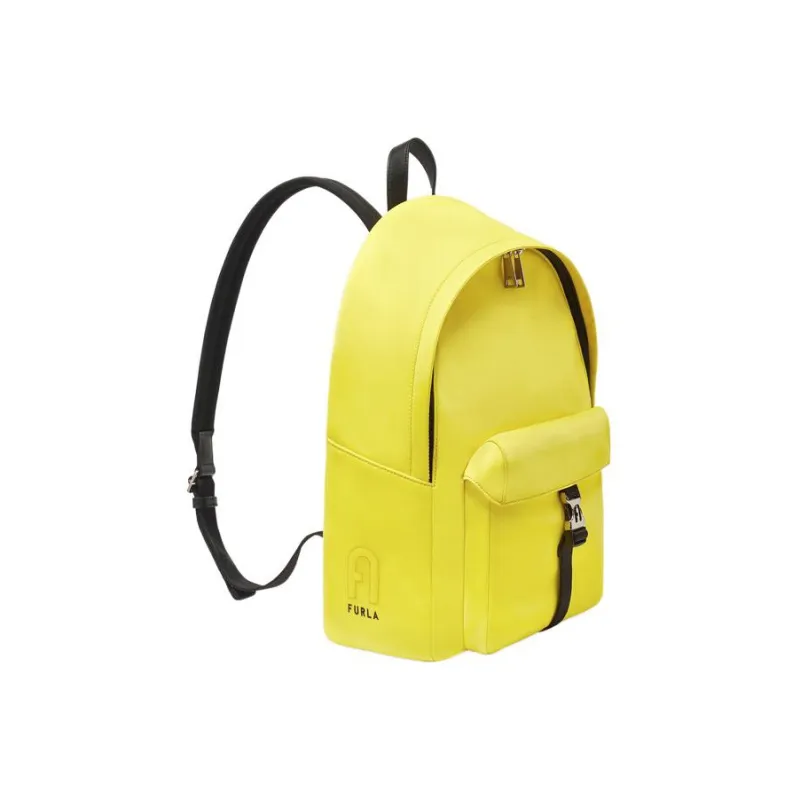 Furla Man Cosmo Nylon Leather Backpack Medium Size Men's Yellow-1