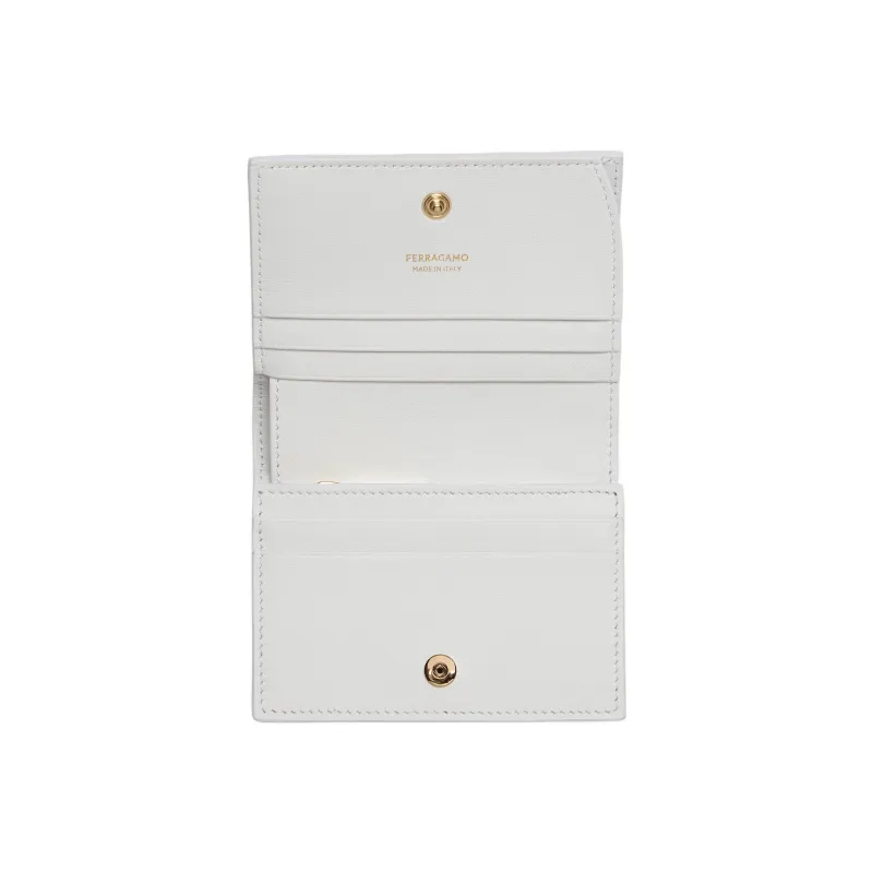 FERRAGAMO Cow Leather Wallet Trumpets Women's White-3
