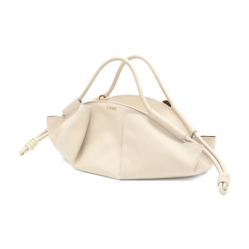 LOEWE Shiny Nappa Cow Leather Dumpling Bag Shoulder Bag Crossbody Bag Handbag Regular Women's Ivory White-1