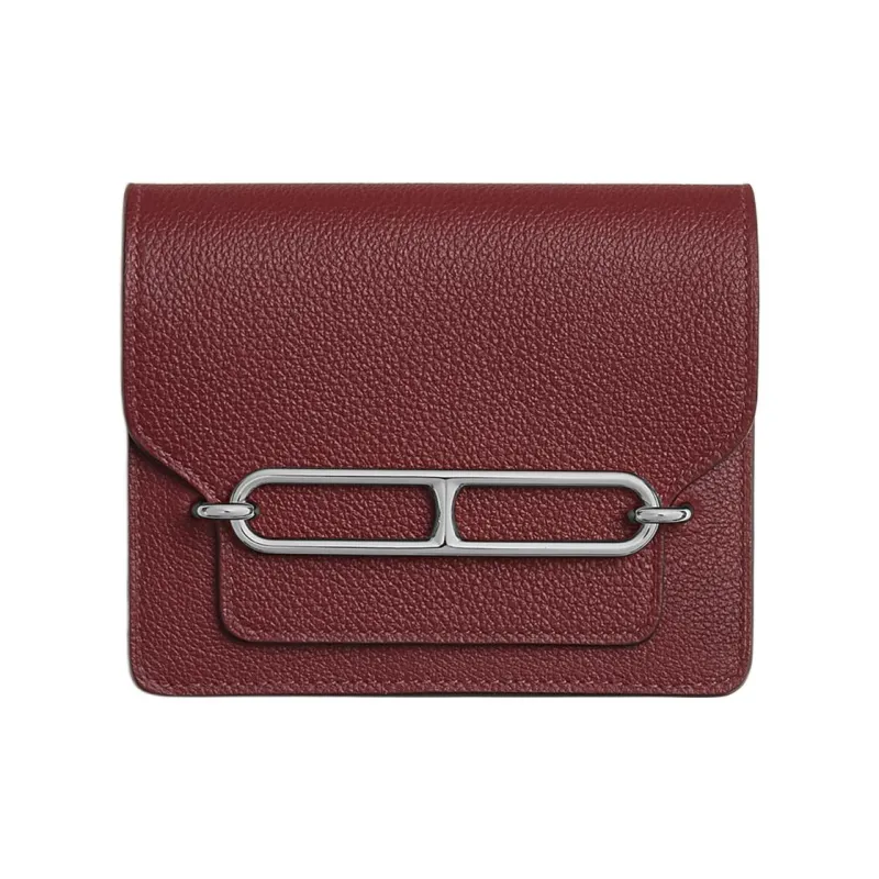 HERMES Roulis Evercolor Calfskin Pig Nose Bag Clutch Fanny Pack Wallet Women's Hermès Red/Orchid Pink-0