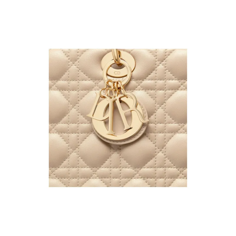DIOR Lady Dior Sheepskin Lady Dior Bag, Shoulder Bag, Crossbody Bag, Handbag Large Size Women's Rouge Beige-5