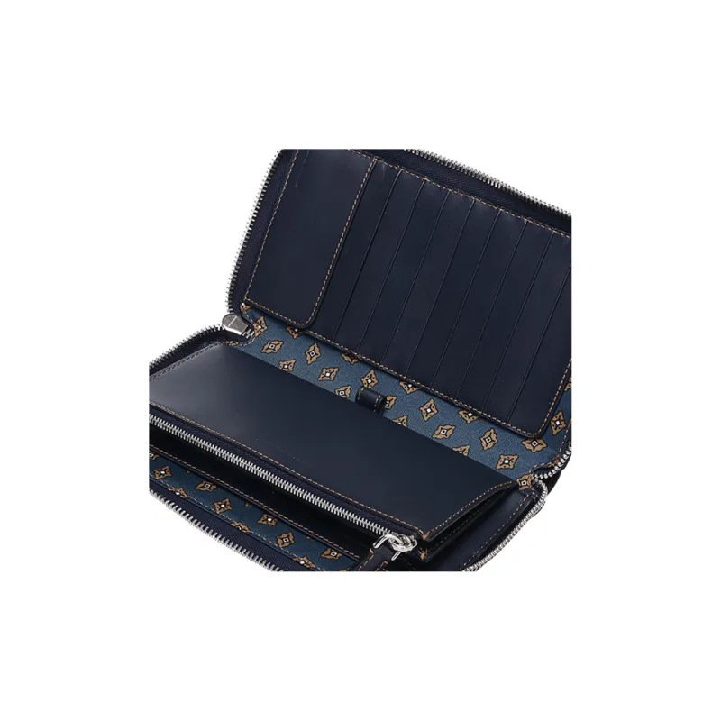 Burberry Leather Long Wallets Men's Blue-2