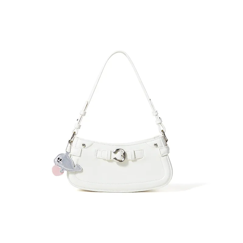 Sound For Life Denim Shoulder Bag, Baguette Bag, Crossbody Bag, Shoulder Bag Women's Blue, White-5