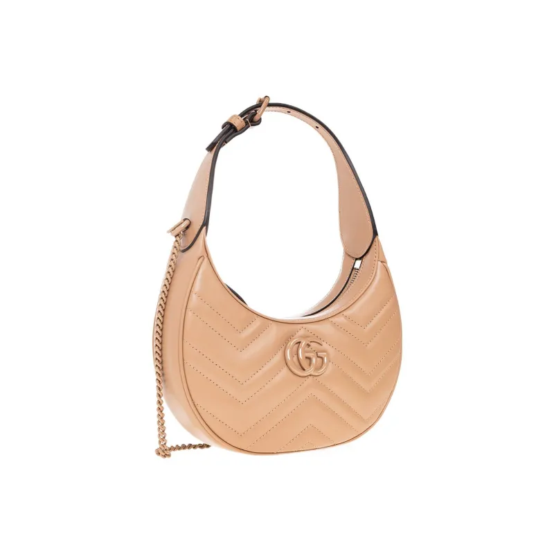 GUCCI Marmont Leather Crescent Bag Portable Crossbody Bag Shoulder Bag Mini Women's Beige-1