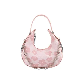 NOMK Technical Fabric Shoulder Bag Crescent Moon Bag Handbag Women's Pink