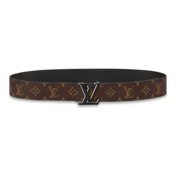 LOUIS VUITTON Logo Double Sided Patch Smooth Buckle Leather Belts Unisex Brown Width  4cm