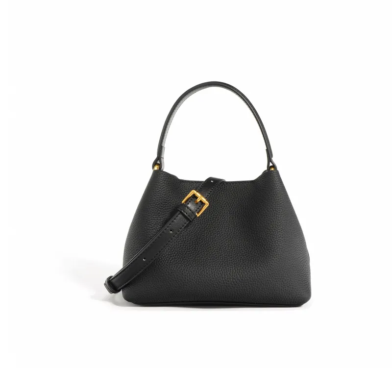 DEERE JACK Cow Leather Bucket Bag Basket Bag Handbag Crossbody Bag Regular Women's Apricot/Milk White/Black-4