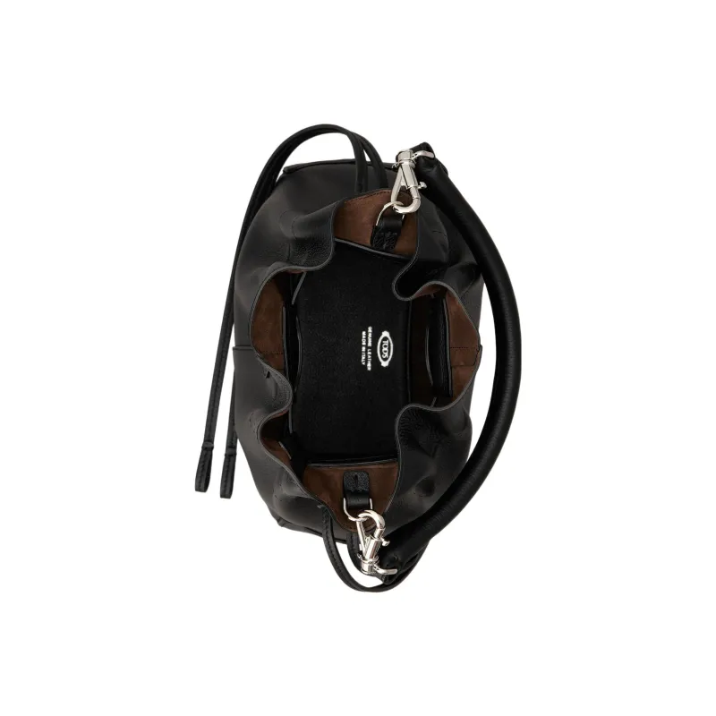 TOD'S DI Leather Bucket Bag Handbag Shoulder Bag Mini Women's Black-2