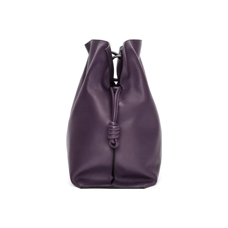LOEWE Flamenco Cow Leather Portable One Shoulder Clutch Extra Large Women's Dark Purple Red-3
