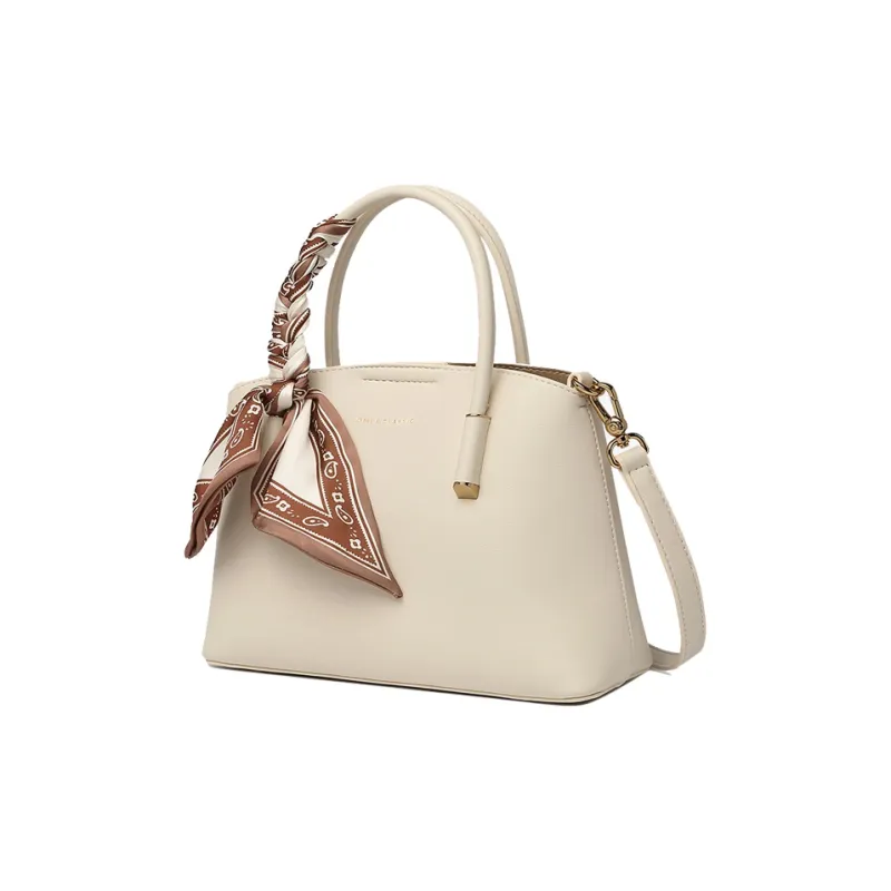 OMI Polyurethane Synthetic Leather Shopping Bag, One Shoulder Handbag Regular Women's White/Black/Khaki-1