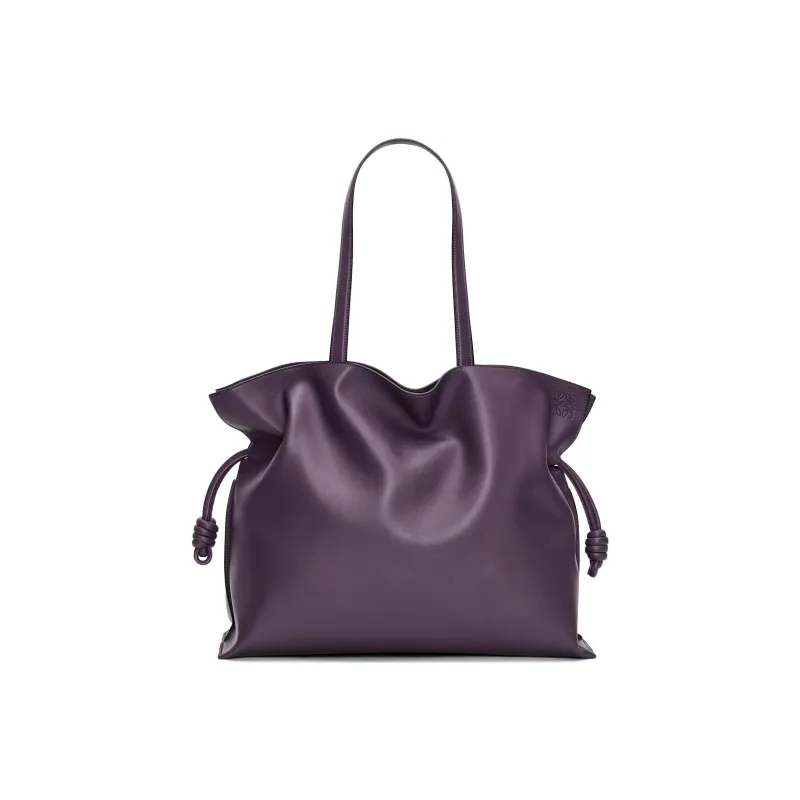 LOEWE Flamenco Cow Leather Portable One Shoulder Clutch Extra Large Women's Dark Purple Red-1