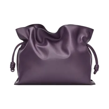 LOEWE Flamenco Cow Leather Portable One Shoulder Clutch Extra Large Women's Dark Purple Red