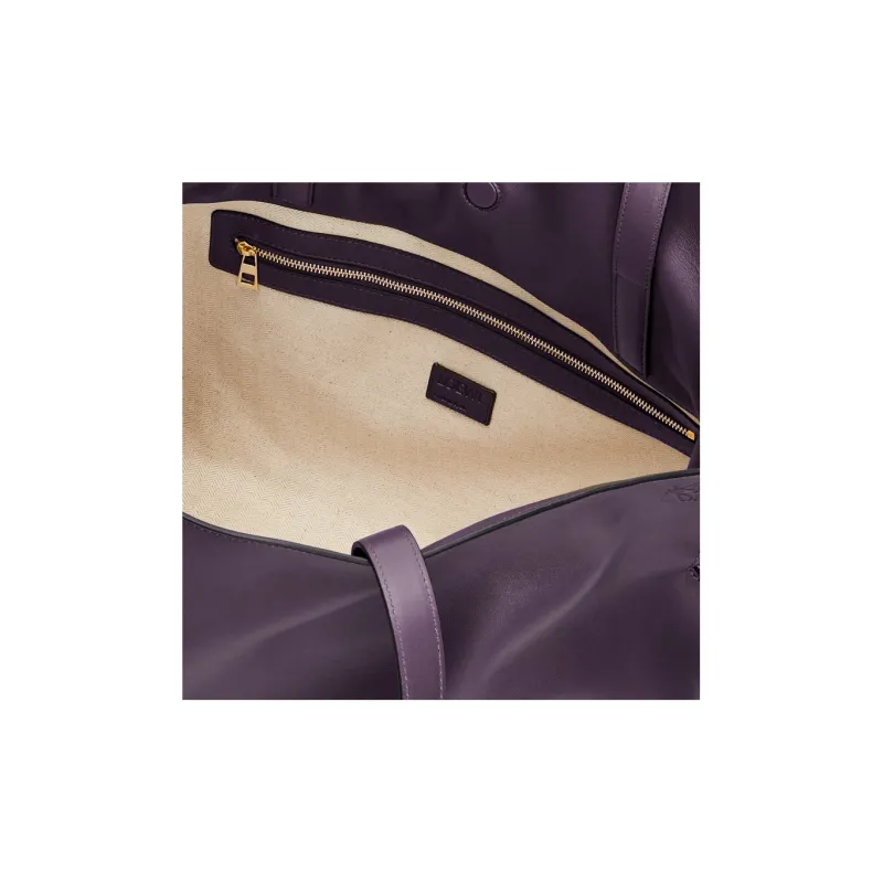 LOEWE Flamenco Cow Leather Portable One Shoulder Clutch Extra Large Women's Dark Purple Red-5