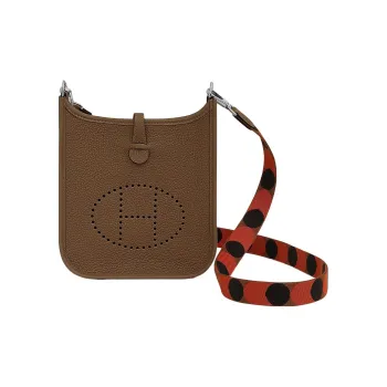 HERMES Evelyne Maurice Bullock Leather Shoulder Bag Crossbody Bag Mini Women's Wuma Dog Beige/Hazelnut/Copper Red