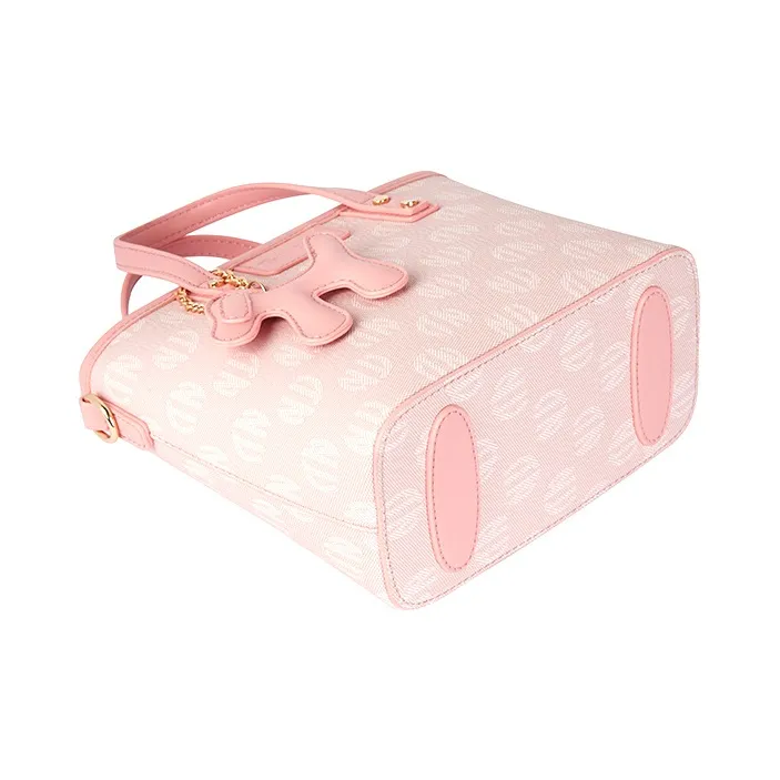 TUCANO PVC One Shoulder Handbag Medium Size Women's Light Pink/Beige Apricot-4