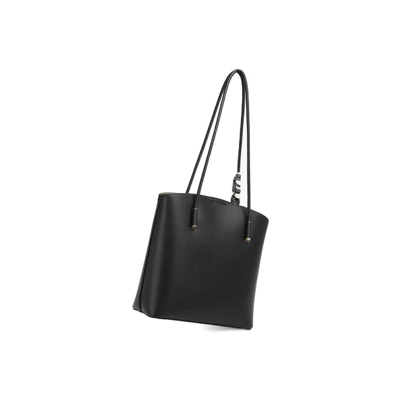OMI Polyurethane Tote Bag, Shopping Bag, Handbag, Shoulder Bag Medium Size Women's Black-2