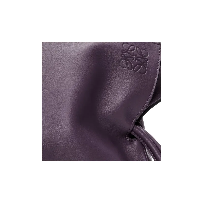 LOEWE Flamenco Cow Leather Portable One Shoulder Clutch Extra Large Women's Dark Purple Red-4