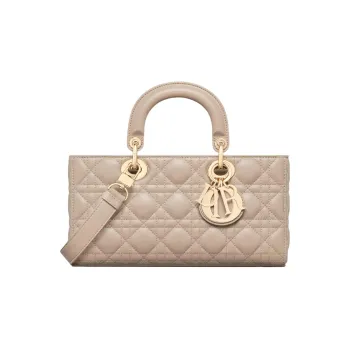 DIOR Lady D JOY Lambskin Shoulder Bag, Crossbody Bag, Handbag Medium Size Women's Pink Beige