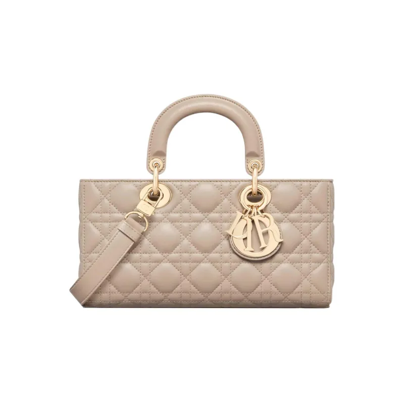DIOR Lady D JOY Lambskin Shoulder Bag, Crossbody Bag, Handbag Medium Size Women's Pink Beige-0