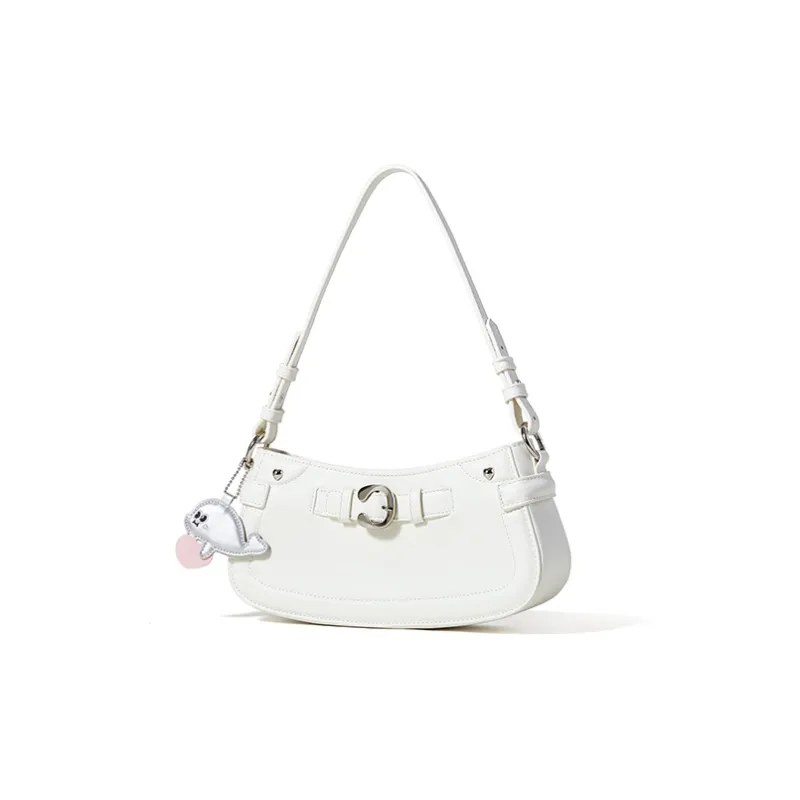 Sound For Life Denim Shoulder Bag, Baguette Bag, Crossbody Bag, Shoulder Bag Women's Blue, White-6