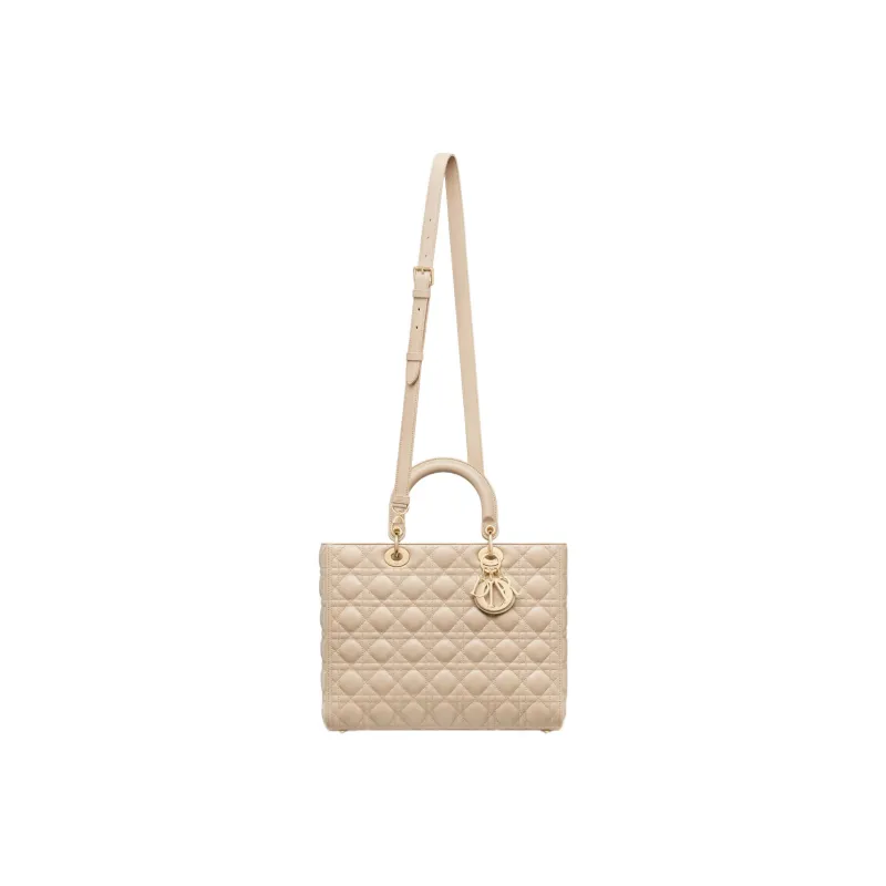 DIOR Lady Dior Sheepskin Lady Dior Bag, Shoulder Bag, Crossbody Bag, Handbag Large Size Women's Rouge Beige-4