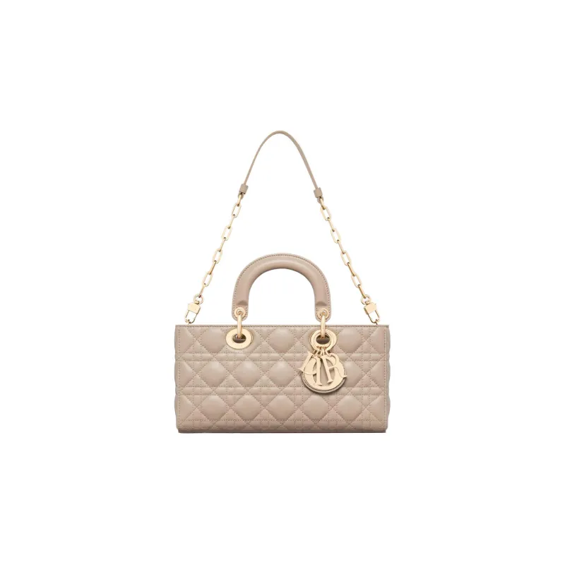 DIOR Lady D JOY Lambskin Shoulder Bag, Crossbody Bag, Handbag Medium Size Women's Pink Beige-4