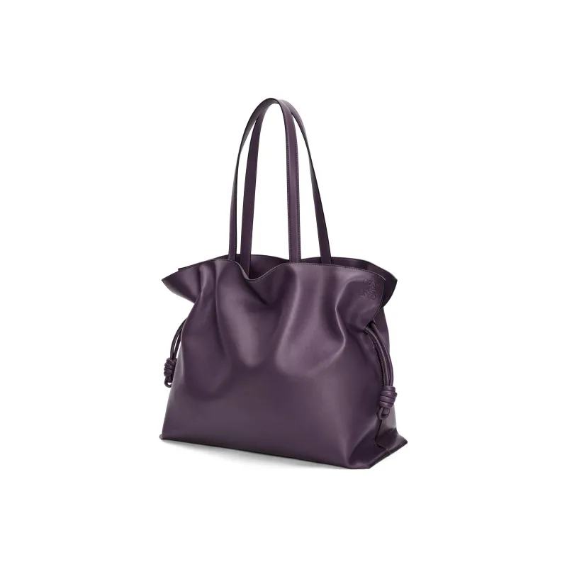 LOEWE Flamenco Cow Leather Portable One Shoulder Clutch Extra Large Women's Dark Purple Red-2