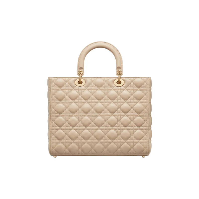 DIOR Lady Dior Sheepskin Lady Dior Bag, Shoulder Bag, Crossbody Bag, Handbag Large Size Women's Rouge Beige-2