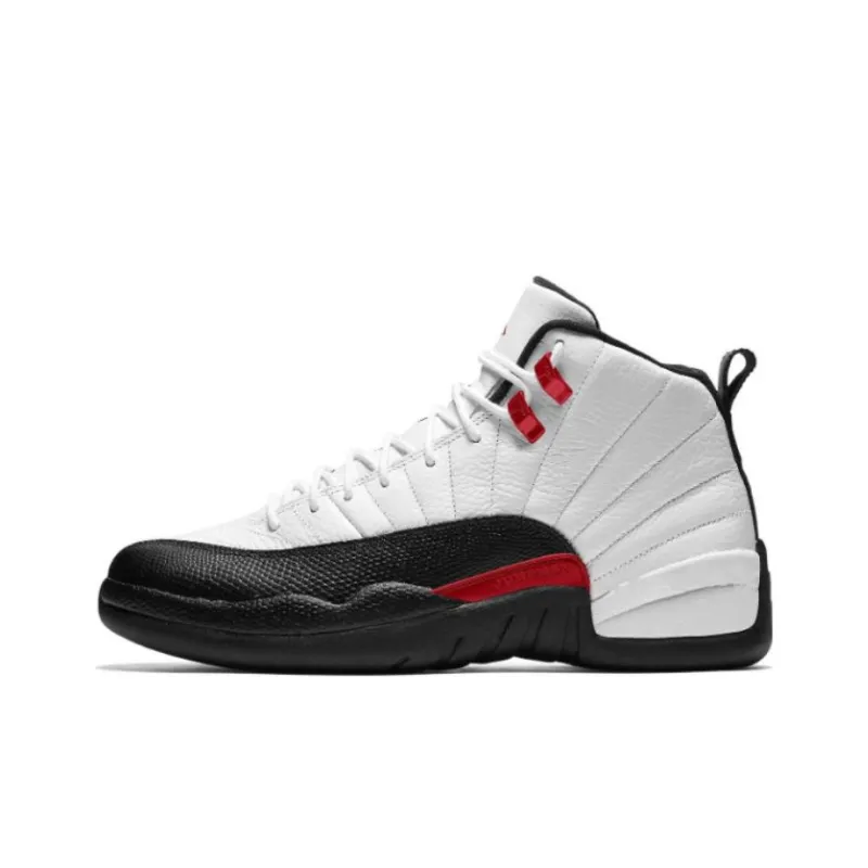 Jordan Air Jordan 12 Retro Slip-Resistant Mid-Top Vintage Basketball Shoes Men's White Black-0