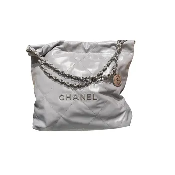 CHANEL 22Bag Smooth Finish Calfskin Tote Bag, Shopping Bag, Portable Crossbody Bag, Shoulder Bag Trumpets Women's Gray