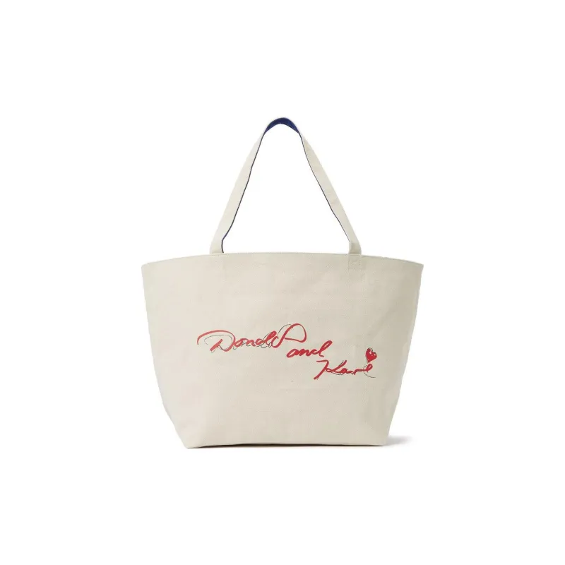 KARL LAGERFELD Disney, Collaboration Recycled Cotton Tote Bag, Shopping Bag, Handbag Women's White/Blue-0