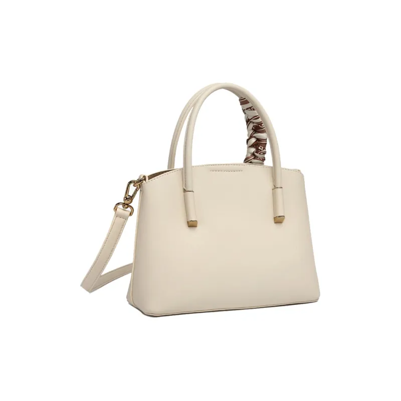 OMI Polyurethane Synthetic Leather Shopping Bag, One Shoulder Handbag Regular Women's White/Black/Khaki-2