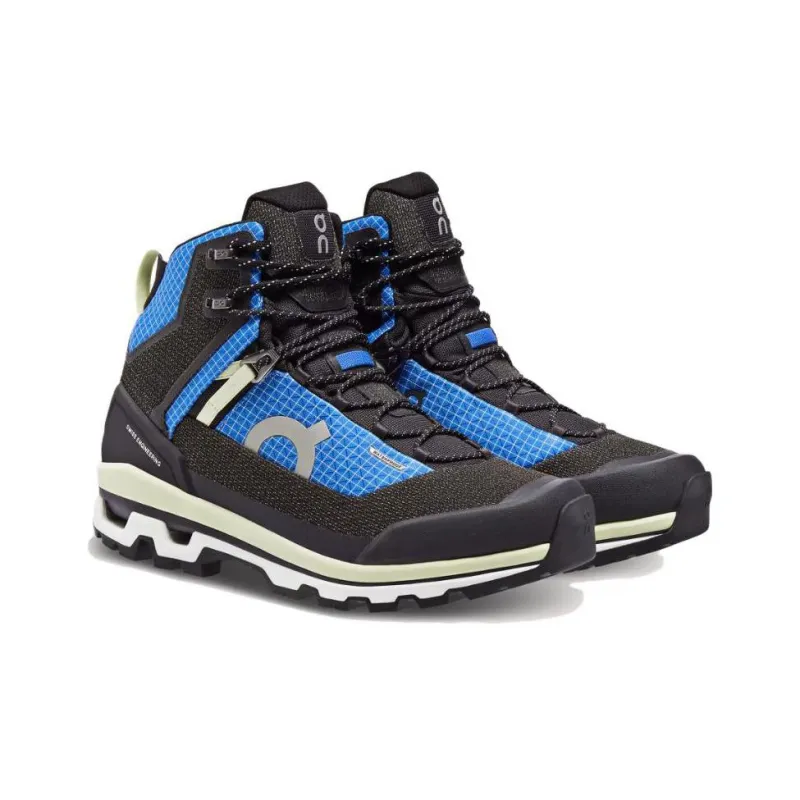 On Cushioned Slip Resistant Abrasion Resistant High Top Running Shoes Men's Blue Black-2