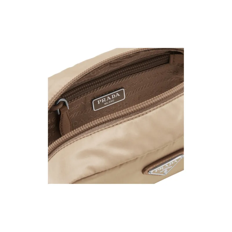 PRADA Re-Nylon Fabric Handheld Makeup Bag Toiletry Bag Regular Women's Beige-4