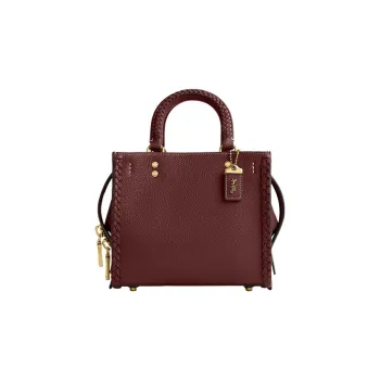 COACH Rogue Pebbled Leather Tote Bag Shopping Bag Handbag Shoulder Bag Crossbody Bag Small Size Women's Dark Burgundy
