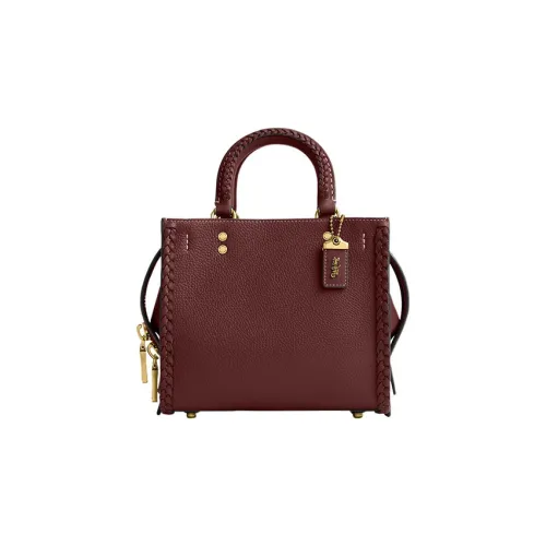 COACH Rogue Pebbled Leather Tote Bag Shopping Bag Handbag Shoulder Bag Crossbody Bag Small Size Women's Dark Burgundy