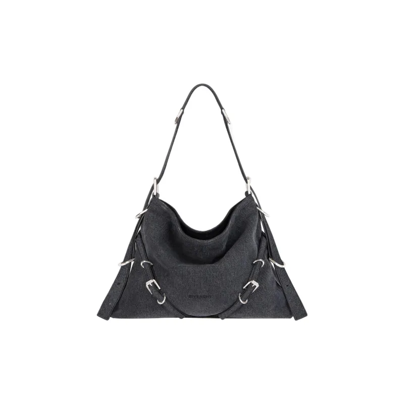 Givenchy Voyou Denim Handbag, Shoulder Bag Medium Size Women's Black-0