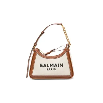 BALMAIN Cotton With Calfskin Handbag, Shoulder Bag Women's