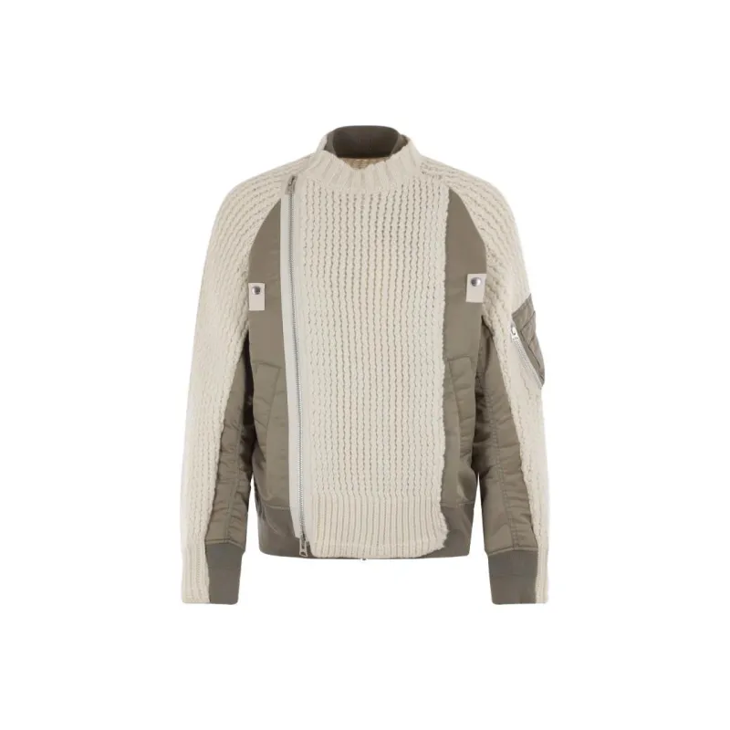 Sacai Waffle-knit High-neck Padded Jacket-1